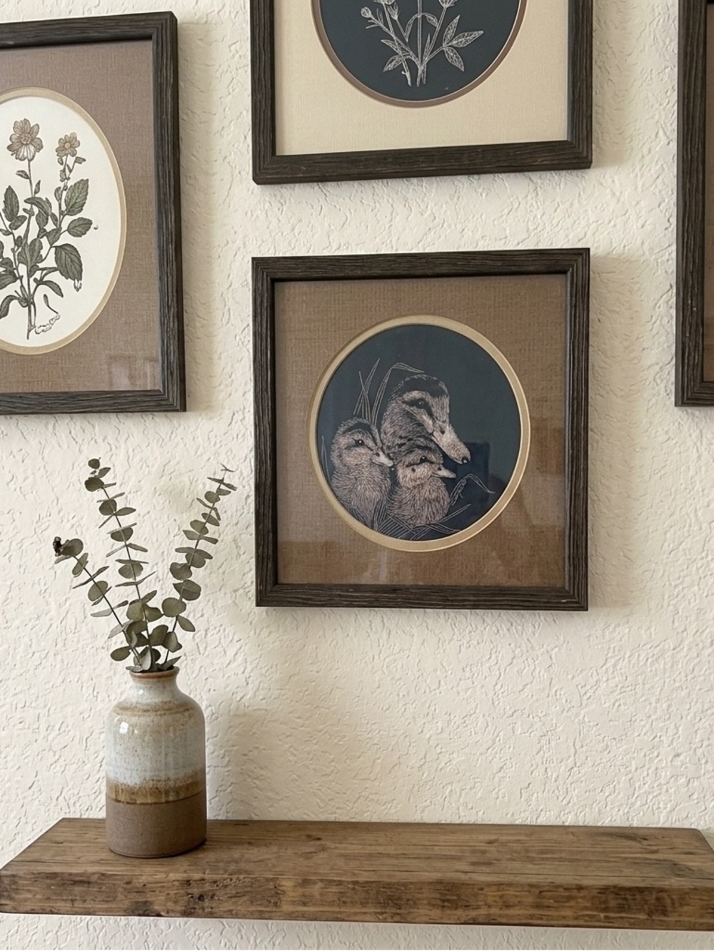 Sharon Wald Signed Scratchboard Art - Duck & Ducklings Framed Print